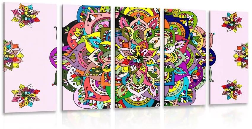 Εικόνα 5 μερών πολύχρωμη Μάνταλα - 100x50