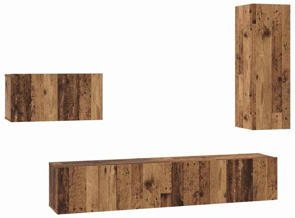 vidaXL Σετ επίπλου τηλεόρασης 4 pcs Παλαιό ξύλο 30.5 x 30 x 90 cm