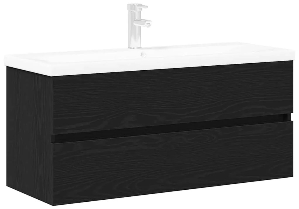 vidaXL Ντουλάπα Νεροχύτη Επιτοίχιο Μαύρη δρυς 100 x 39 x 62 εκ