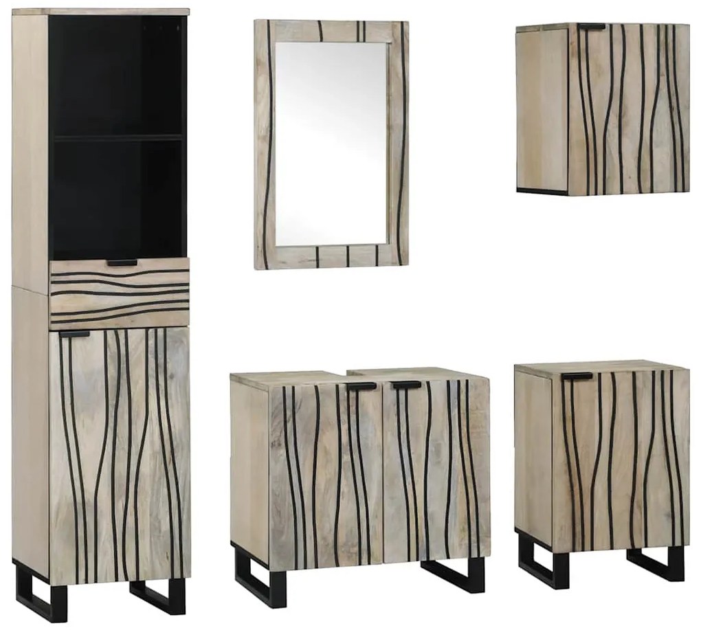 vidaXL Σετ Επίπλων Μπάνιου με ράφι 5 pcs Καφέ καρυδί 38 x 33 x 160 εκ.