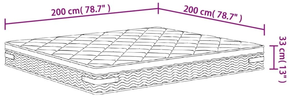 Στρώμα με Pocket Springs Μεσαία Plus Σκληρότητα 200 x 200 εκ. - Λευκό