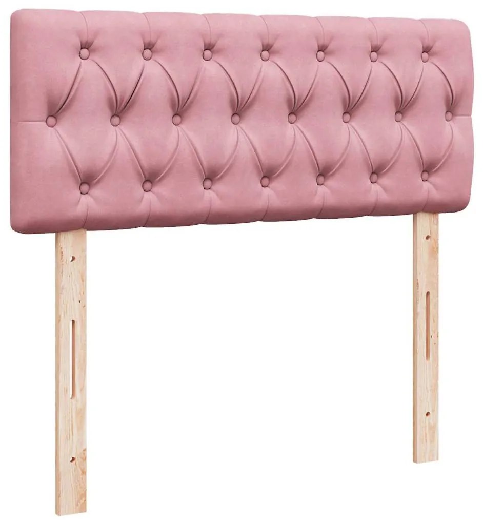 vidaXL Κρεβάτι Boxspring με Στρώμα Ροζ 120x200 εκ. Βελούδινο