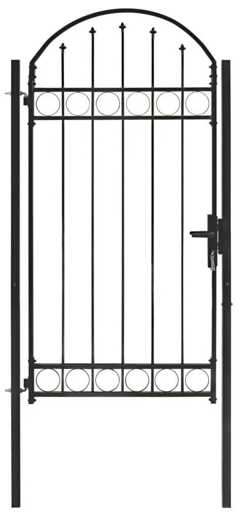 Καγκελόπορτα με Αψιδωτή Κορυφή Μαύρη 100 x 250 εκ. από Ατσάλι