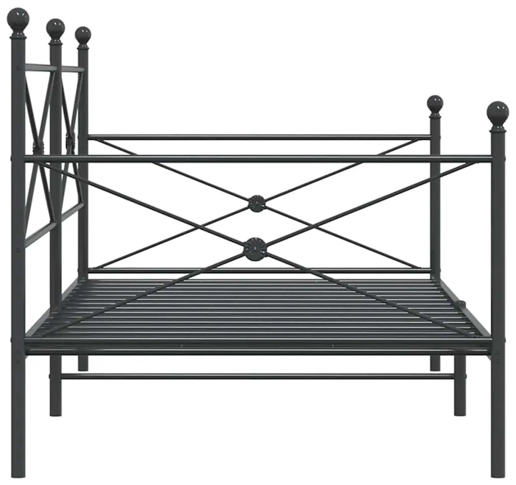 vidaXL Κρεβάτι ημέρας χωρίς στρώμα Μαύρο 100x200 cm Ατσάλι