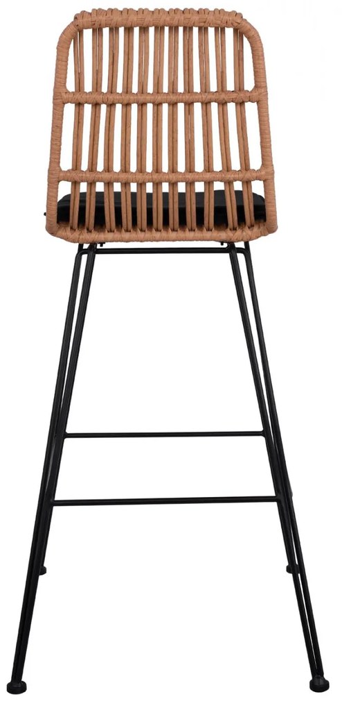 Σκαμπό Μπαρ ALLEGRA C5452 Μεταλλικό με Μπέζ Wicker & Μαξιλάρι 56x60x109 εκ. 56x60x109 εκ.