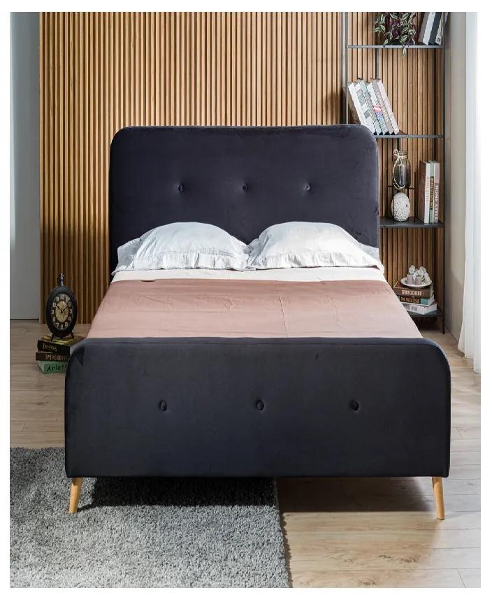 Κρεβάτι μονό  Borgen μαύρο για στρώμα 80x190cm μαύρο 98x207x105cm - AL1111