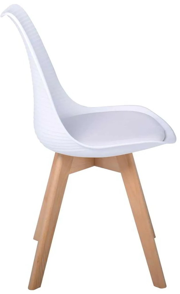 Καρέκλα MARTIN STRIPE Ξύλινο πόδι / PP Άσπρο 49x56x82cm (Σετ 4 ΤΕΜ)