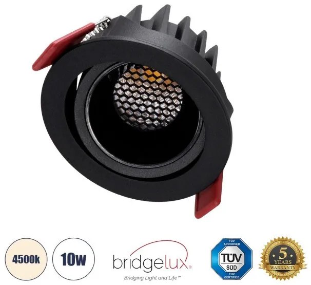 Χωνευτό Σποτ Downlight LED TrimLess 10W Κινούμενο-Μαύρο Φυσικό 4500K LEO-R 60286 Globostar-60286-Μαύρο 60286
