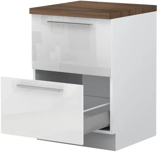 Επιδαπέδιο ντουλάπι Raval R-60-2MBOX-Λευκό - Λευκό γυαλιστερό - 60.00Χ60.00Χ88.00cm