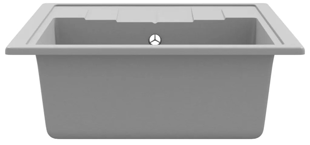 vidaXL Νεροχύτης με Οπή Υπερχείλισης Οβάλ Γκρι Γρανιτένιος