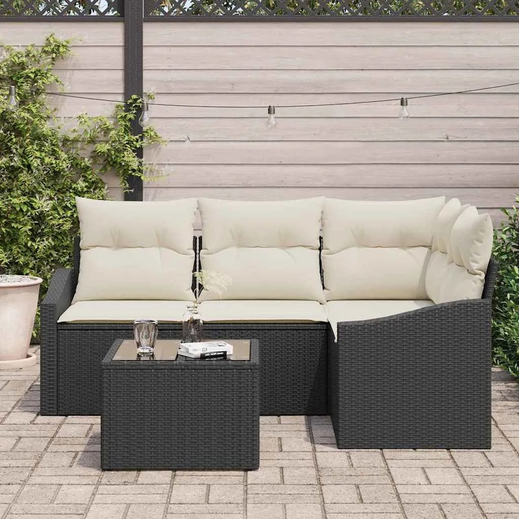 vidaXL Σετ Καναπέ Κήπου 5 pcs Μαύρο Πολυ ράταν