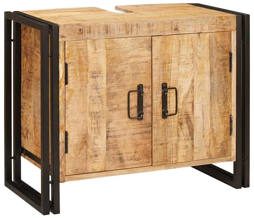 Ντουλάπι νιπτήρα μπάνιου με πόρτα Μασίφ ξύλο μάνγκο και Σίδερο