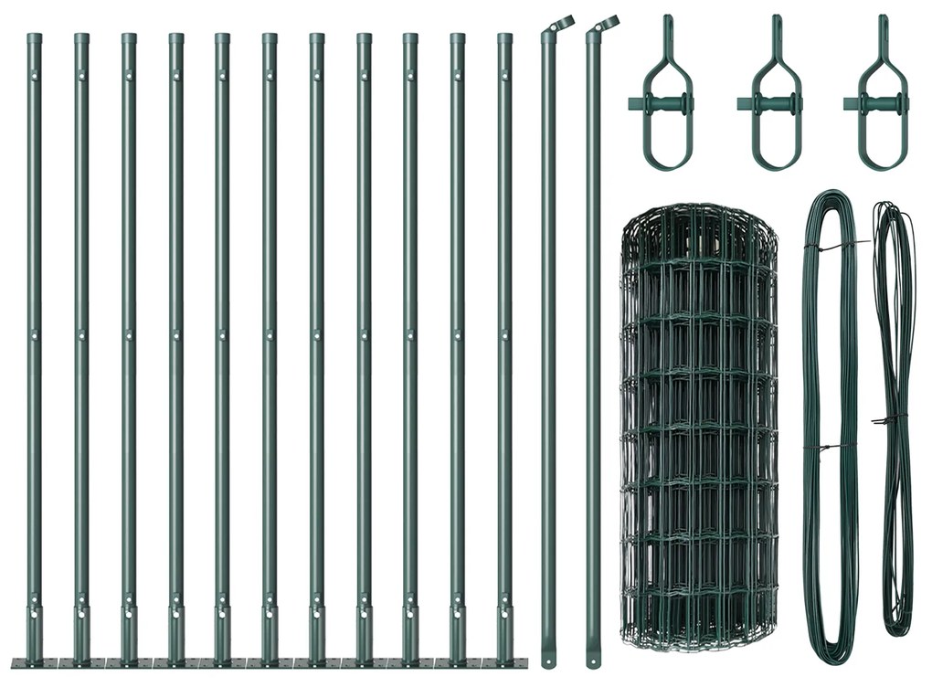 vidaXL Euro Fence με 13 φλαντζωτά δοκάρια 0.4x25 m γαλβανισμένος χάλυβας