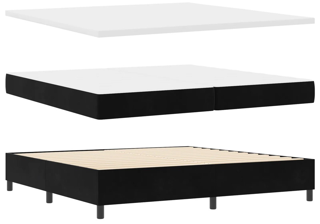 vidaXL Κρεβάτι Box Spring με Στρώμα & LED Μαύρο 200x200 εκ Βελούδο