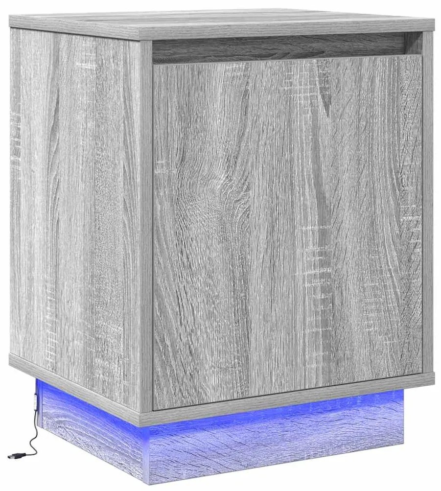 vidaXL Κομοδίνο με Γκρι 39 x 34.5 x 50 εκ. Επεξεργασμένο ξύλο