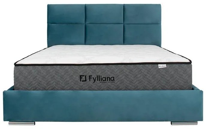 Επενδυμένο Κρεβάτι Berlin Fylliana Τυρκουάζ Διπλό 160x200 εκ. 175x214x115 εκ.
