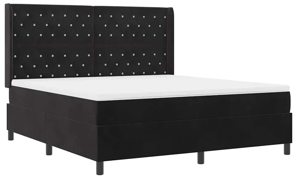 vidaXL Κρεβάτι με ελατήρια με κεφαλάρι Μαύρο 180 x 200 cm Βελούδο