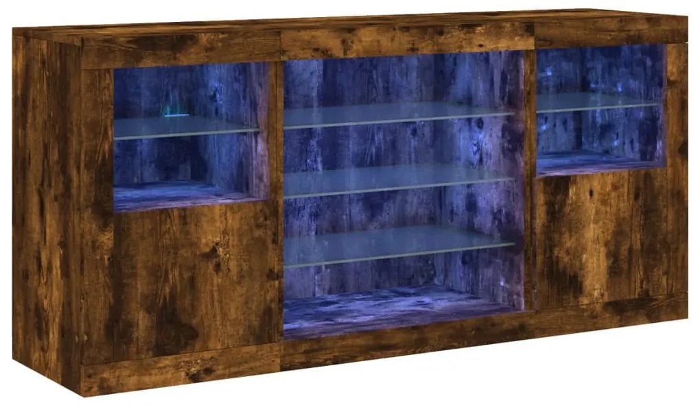 vidaXL Ντουλάπι με LED Καπνιστή Δρυς 142,5x37x67 εκ.