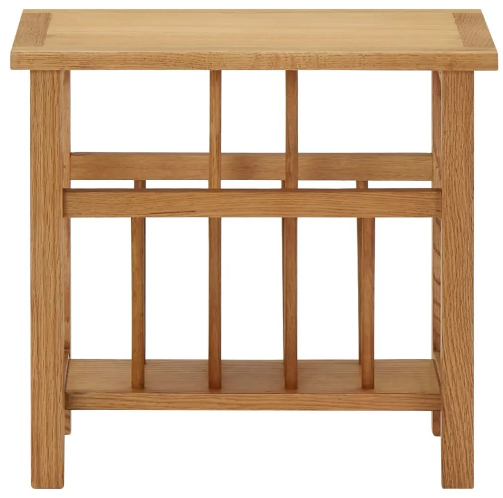 vidaXL Τραπεζάκι με Θήκη Περιοδικών 45 x 27 x 42 εκ. Μασίφ Ξύλο Δρυός