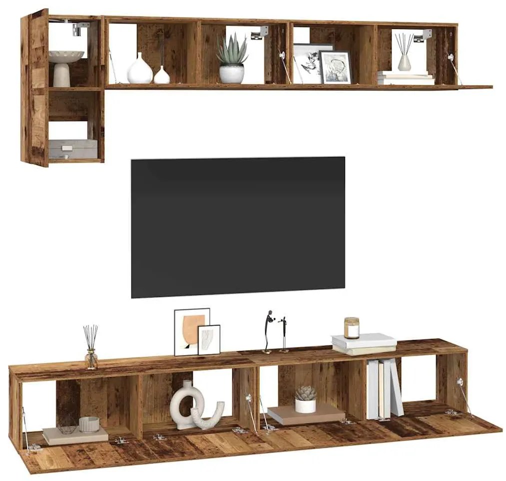 vidaXL Σετ επίπλου τηλεόρασης 5 pcs Παλαιό ξύλο 100 x 30 x 30 cm