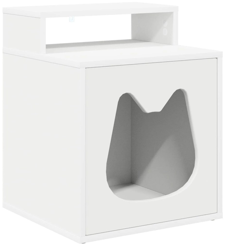 vidaXL Σπίτι Γάτας Λευκό 42,5 x 40 x 53,5 εκ Επεξεργασμένο ξύλο