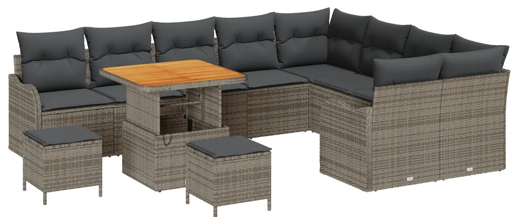 vidaXL Σετ Καναπέ Κήπου με μαξιλάρι 12 pcs Γκρι 80 x 80 x 71 cm