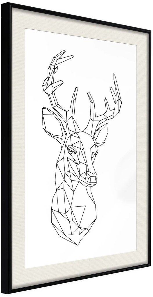 Αφίσα - Minimalist Deer - 20x30 - Μαύρο - Με πασπαρτού