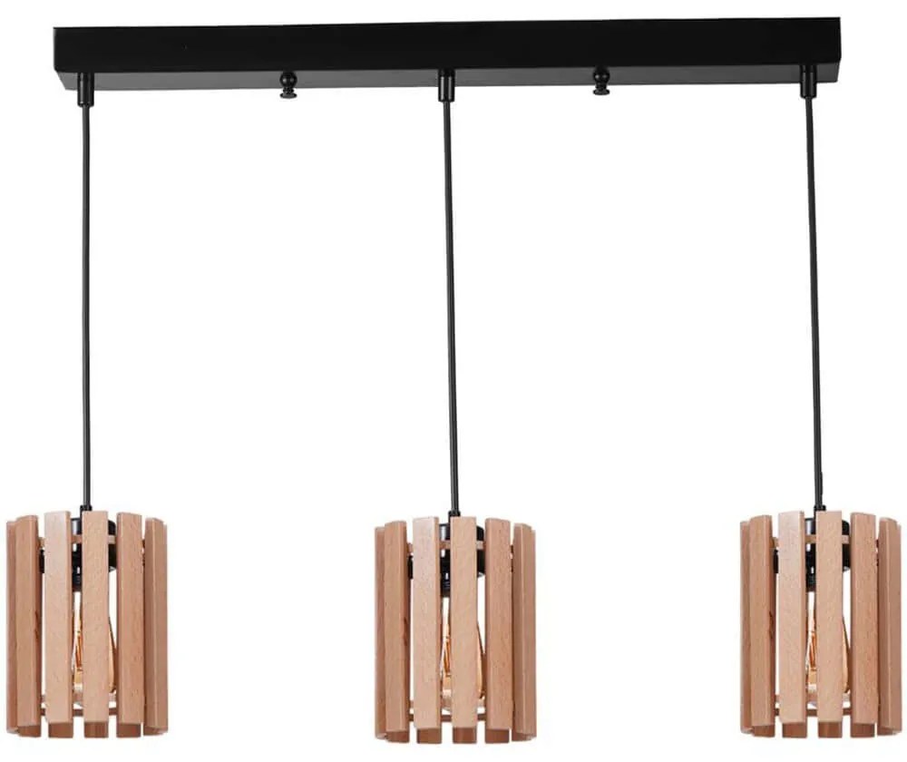 Φωτιστικό Οροφής - Ράγα 534LUN6234 55x14x80cm 3xE27 40W Oak-Black Opviq