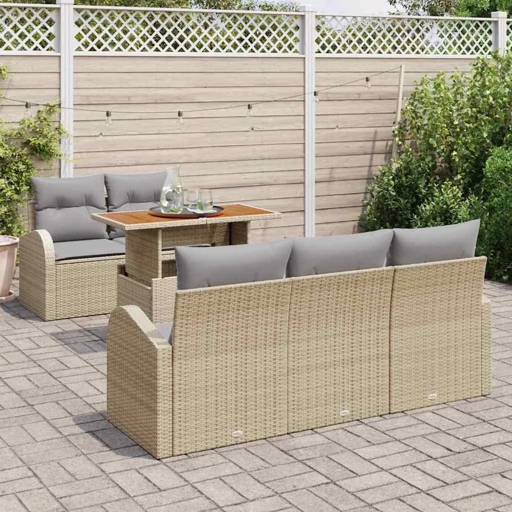 vidaXL Σετ Καναπέ Κήπου 6 pcs μπεζ και ανοιχτό γκρι 100 x 55 x 73 εκ