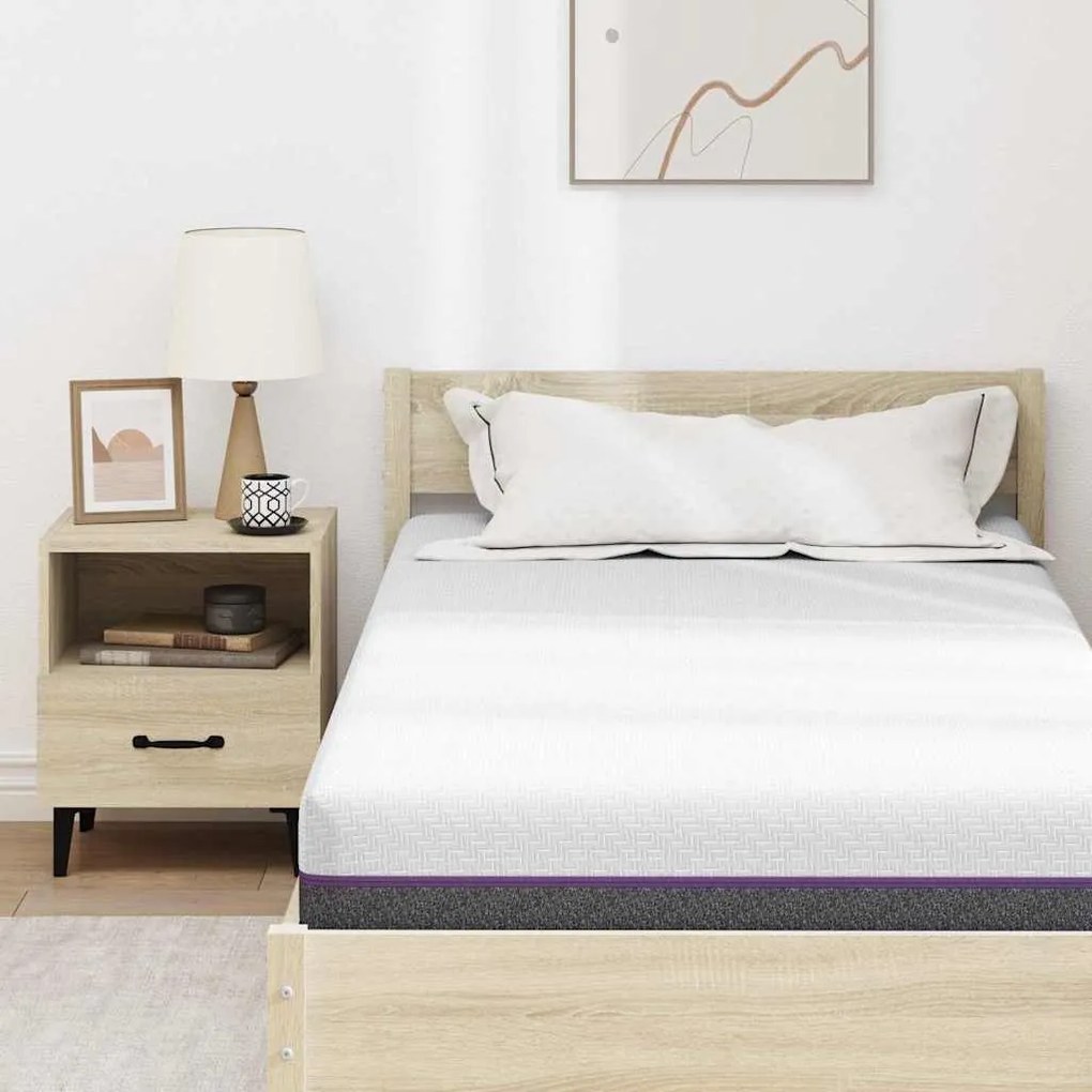 vidaXL Στρώμα Λευκό και Γκρι 90 x 190 cm Αφρός Μνήμης