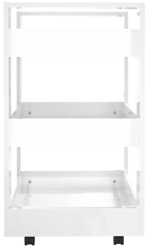 vidaXL Τρόλεϊ Κουζίνας Γυαλ. Λευκό 60x45x80 εκ. από Επεξεργασμένο Ξύλο