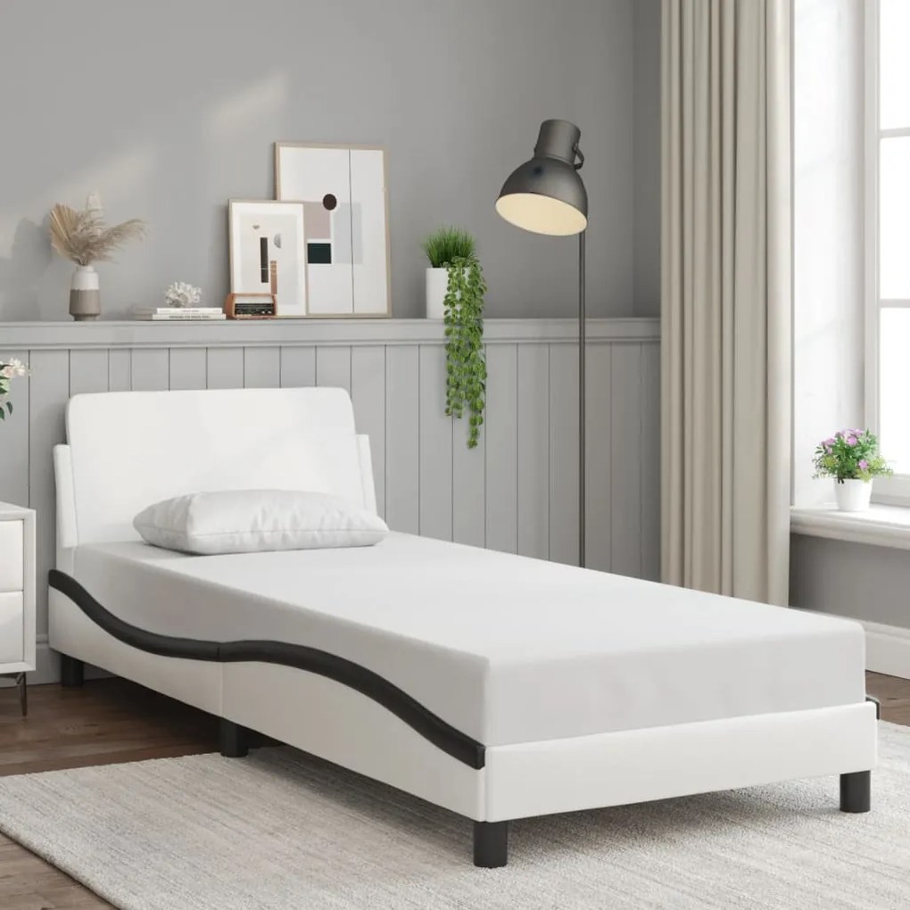 vidaXL Πλαίσιο Κρεβατιού Dover Λευκό/Μαύρο 80x200εκ Συνθ. Δέρμα