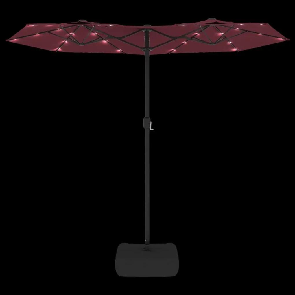 Ομπρέλα με Διπλή Κορυφή και LED Μπορντό 316 x 240 εκ. - Κόκκινο