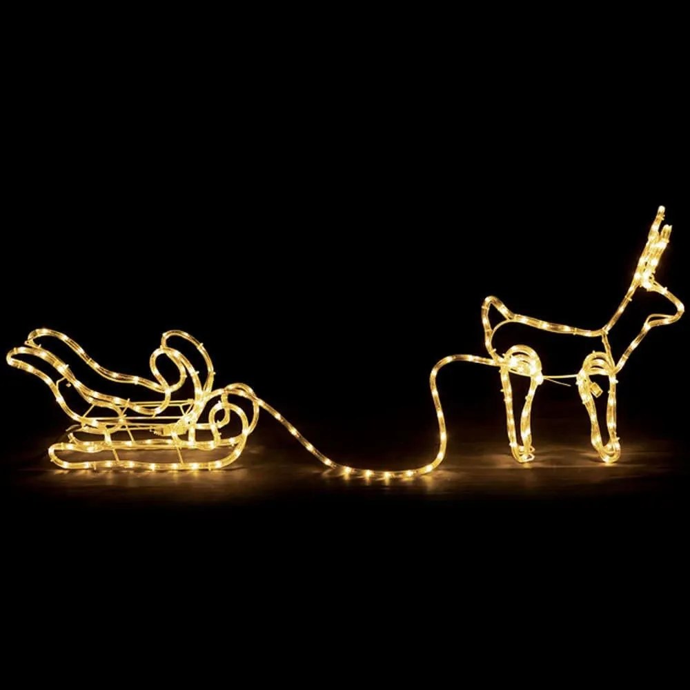 Χριστουγεννιάτικα Λαμπάκια Με Σχήμα Reindeer Pull Sleigh 192 Led X081921214 145x23,5x49+150cm 32,8W Clear Aca