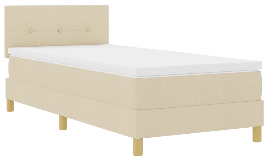 vidaXL Κρεβάτι Box Spring με Στρώμα & LED Κρεμ 100x200 cm Υφάσματος