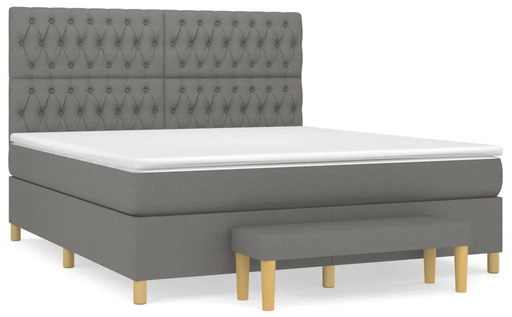 vidaXL Κρεβάτι Boxspring με Στρώμα Σκούρο Γκρι 180x200 εκ Υφασμάτιν