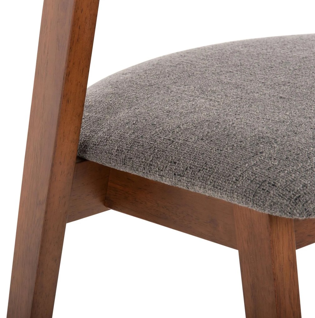 Καρέκλα RIDER Rubberwood Kαρυδί με ύφασμα Γκρί 59x59x83Yεκ. 2αδα 59x59x83 εκ.
