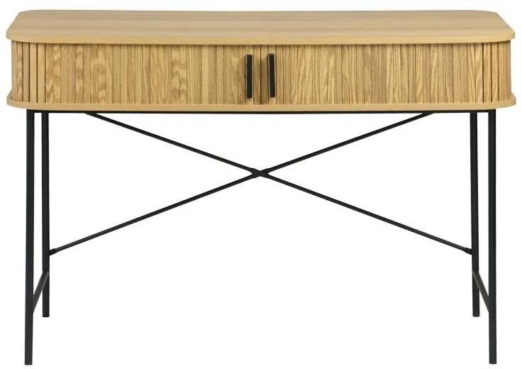 Κονσόλα Scandi MDF/Metal σε φυσική απόχρωση με μεταλλικά μαύρα πόδια 120x60x76,5εκ 120x60x76.5 εκ.