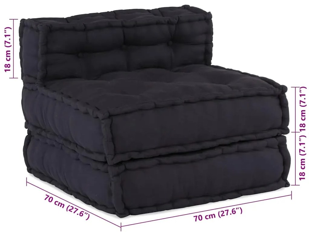 Modular Pouffe Anthracite 70x70x54 ύφασμα - Ανθρακί