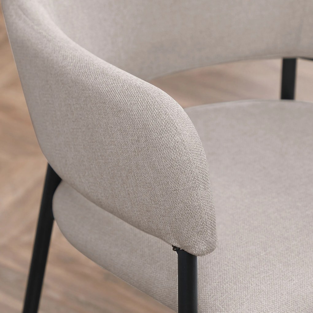 HOMCOM Καρέκλες Τραπεζαρίας, Σετ 2 τεμαχίων, Άνετες, Όψη λινό, Μεταλλικός σκελετός, Έως 120 kg, Μπεζ