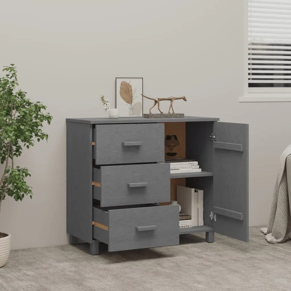 vidaXL Συρταριέρα HAMAR Σκ. Γκρι 90 x 40 x 80 εκ. Μασίφ Ξύλο Πεύκου