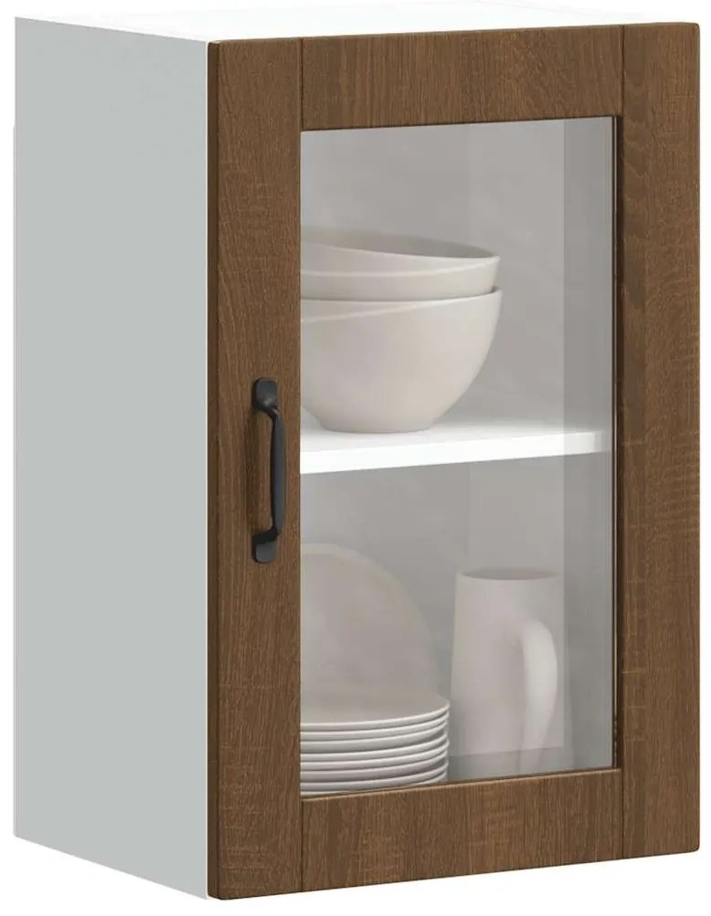 Ντουλάπι τοίχου κουζίνας με γυάλινη πόρτα Porto Καφέ δρυς