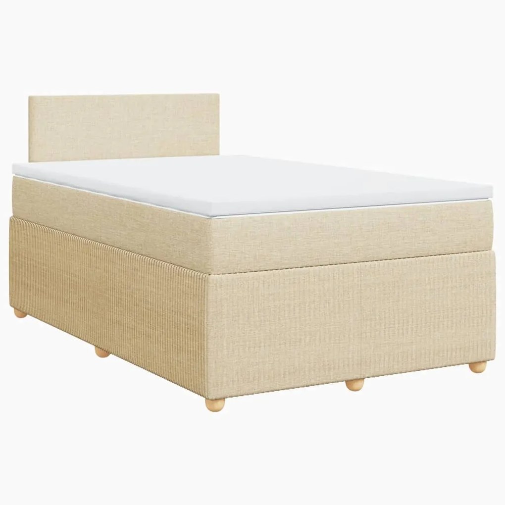 Κρεβάτι Boxspring με Στρώμα Κρεμ 120x200 εκ. Υφασμάτινο - Κρεμ