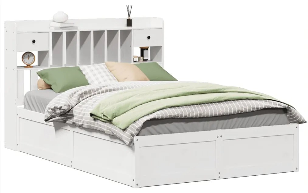 vidaXL Σκελετός Κρεβ. Χωρίς Στρώμα Λευκό 140x190 εκ Μασίφ Πεύκο