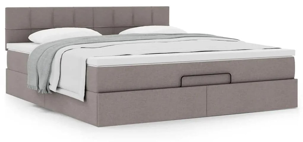 vidaXL Οθωμανικό κρεβάτι με στρώμα Taupe 160x200cm ύφασμα