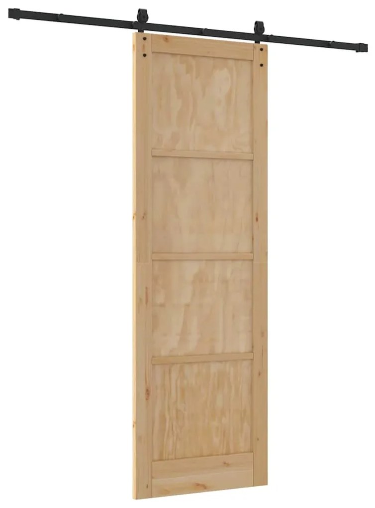 vidaXL Συρόμενη Πόρτα Χειροκίνητος Καφέ 78 x 232 cm Μασίφ ξύλο πεύκου