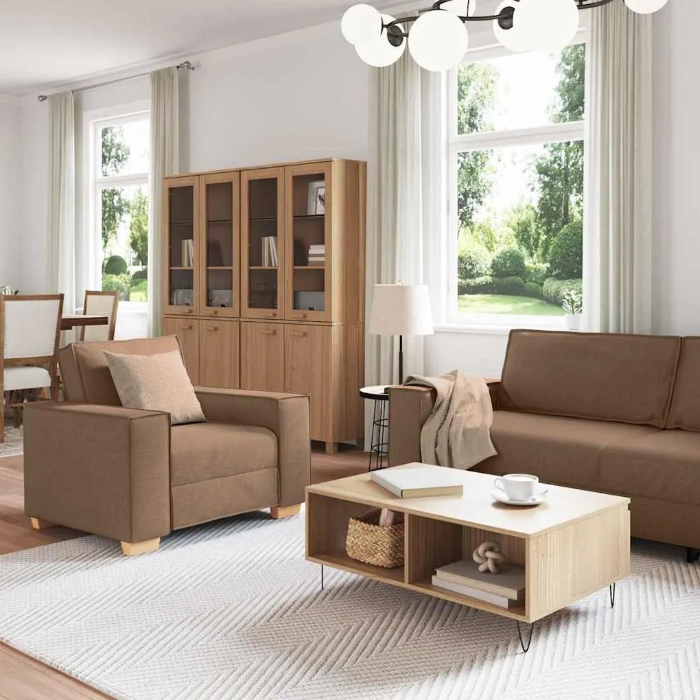 vidaXL Σετ Καναπέ με μαξιλάρι 3 pcs Καφέ 220 x 78 x 84 εκ. ύφασμα