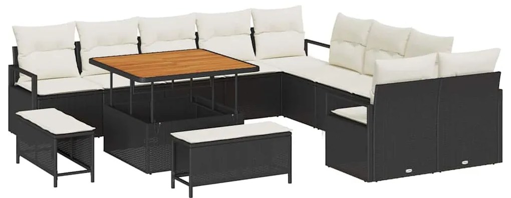 vidaXL Σετ Καναπέ Κήπου 13 pcs Μαύρο, Κρέμα 100 x 100 x 71 cm