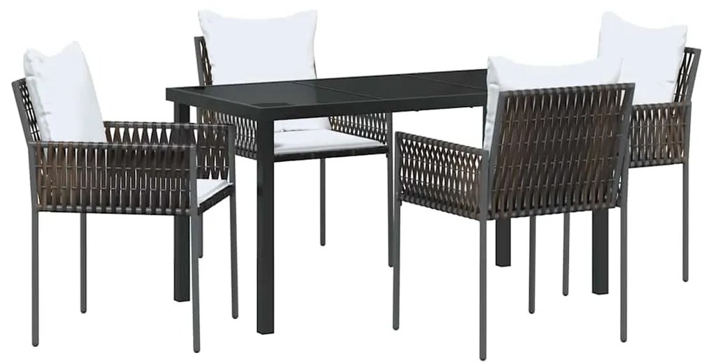 vidaXL Σέτ φαγητού για κήπο 5 pcs Καφέ Πολυ ράταν