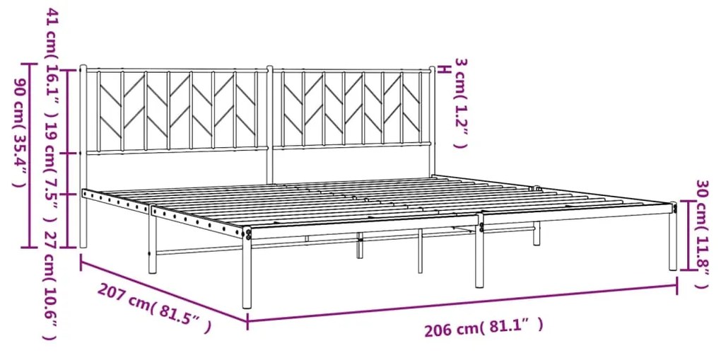 ΠΛΑΙΣΙΟ ΚΡΕΒΑΤΙΟΥ ΜΕ ΚΕΦΑΛΑΡΙ ΜΑΥΡΟ 200 X 200 ΕΚ. ΜΕΤΑΛΛΙΚΟ 374444